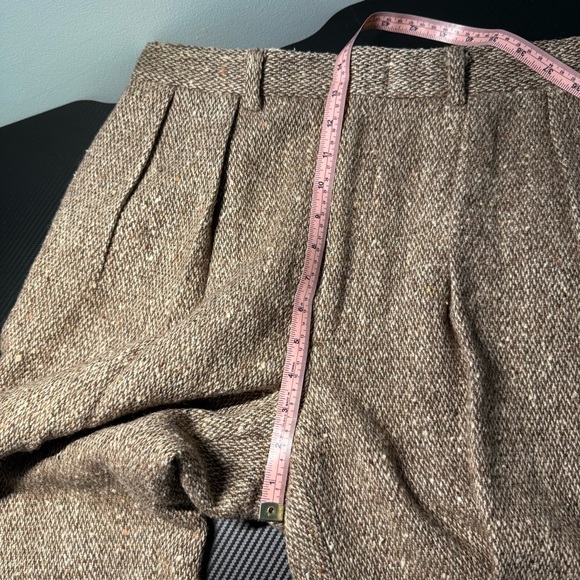 Polo Ralph Lauren Brown Tweed Wool Pleated Trousers Vintage Classic Fit 33x30 - Picture 12 of 13